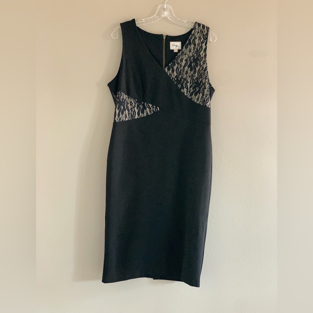 Beige by eci Black Midi Dress with Lace Details